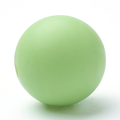 Pelouse Verte Perles de silicone écologiques de qualité alimentaire, ronde, pelouse verte, 8~10mm, Trou: 1~2mm