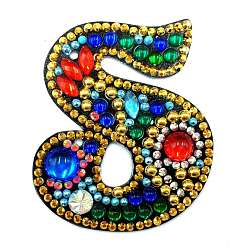 Letter S DIY Colorful Initial Letter Keychain Diamond Painting Kits, Including Acrylic Board, Bead Chain, Clasps, Resin Rhinestones, Pen, Tray & Glue Clay, Letter.S, 60x50mm