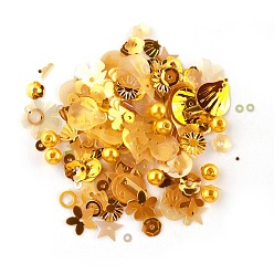 Gold Plastic Paillette Beads, Sequin Beads, Mixed Shapes, Gold, 4~19x4~13x0.1mm, Hole: 1~3.9mm