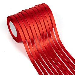Red Single Face Solid Color Satin Ribbon, Christmas Ribbon for Bows Crafts, Gifts Party Wedding Decoration, Red, 3/8 inch(9~10mm), about 25yards/roll(22.86m/roll), 10rolls/group, 250yards(228.6m/group)