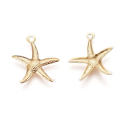 Light Gold Iron Pendants, Starfish/Sea Stars, Light Gold, 18x15.5x1mm, Hole: 1.4mm