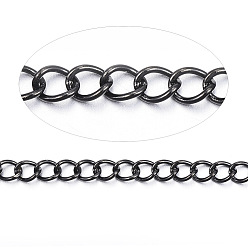 Electrophoresis Black 304 Stainless Steel Chain Extender, Curb Chains, Electrophoresis Black, 45~60, Link: 4x3x0.6mm