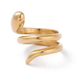 Oro Revestimiento iónico (ip) 304 anillos para los dedos de acero inoxidable, serpiente, dorado, tamaño de 6~9, 16~19 mm