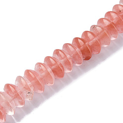 Cherry Quartz Glass Cherry Quartz Glass Beads Strands, Saucer Beads, Rondelle, 12x5.5~6.5mm, Hole: 1.2mm, about 33pcs/strand, 7.80~8.82 inch(19.8~22.4cm)