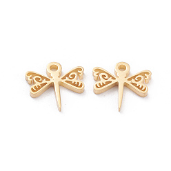 Golden 304 Stainless Steel Charms, Laser Cut, Dragonfly, Golden, 9.5x9.5x1mm, Hole: 1.2mm