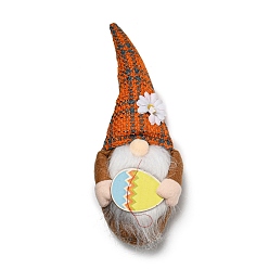 Dark Orange Cloth Faceless Doll, Gnome Figurines Display Decorations, Showcase Adornment for Easter, Dark Orange, 290x110x55mm