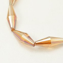 Orange Perles en verre electroplate, plein éclat de la perle plaqué, facette, Toupie, orange, 20x8mm, Trou: 1mm
