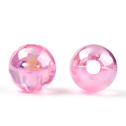 Perlas de Color Rosa Abalorios de acrílico transparentes, colores ab plateados, rondo, rosa perla, 8 mm, agujero: 2 mm, Sobre 2100 unidades / 500 g