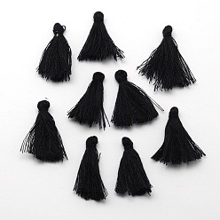 Black Cotton Thread Tassels Pendant Decorations, Black, 25~31x5mm, about 39~47pcs/bag