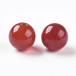 Carnelian Natural Carnelian Beads, Half Drilled, Dyed & Heated, Round, 6mm, Hole: 1mm