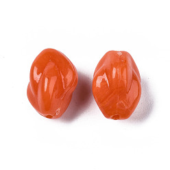 Coral Acrylic Beads, Imitation Gemstone Style, Twist, Coral, 13.5x10.5x9.5mm, Hole: 1.5mm, about 750pcs/500g