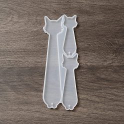 Cat Shape DIY Silicone Bookmark Molds, Pendant Molds, Resin Casting Molds, Cat Shape, 157x54x5mm, Hole: 2.8mm, Inner Diameter: 69~152x23~29mm