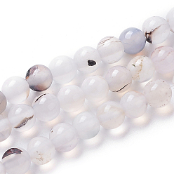 WhiteSmoke Natural Agate Beads Strands, Dyed, Round, WhiteSmoke, 4mm, Hole: 0.8mm, about 94pcs/strand, 15.75 inch(40cm)