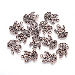 Red Copper Tibetan Style Alloy Pendants, Cadmium Free & Nickel Free & Lead Free, Angel, Red Copper, 20x14x1mm, Hole : 1.5mm