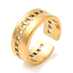 Real 18K Gold Plated 304 Stainless Steel Hollow Open Cuff Rings for Women, Real 18K Gold Plated, Inner Diameter: 17mm