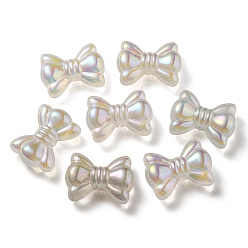 Clair AB Placage uv perles acryliques transparentes lumineuses, brillent dans le noir, bowknot, clair ab, 24.5x32.5x12mm, Trou: 4mm