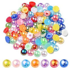 Mixed Color ABS Imitation Pearl Cabochons, AB Color Plated, Dome/Half Round, Mixed Color, 6x3mm