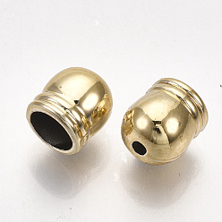 Golden UV Plating ABS Plastic Cord Ends, End Caps, Golden, 9x8mm, Hole: 1.8mm, Inner Diameter: 5.5mm
