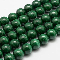 Malachite Malachite naturelles brins de perles, ronde, 10mm, Trou: 1mm, Environ 41 pcs/chapelet, 15.5 pouce (39.5 cm)