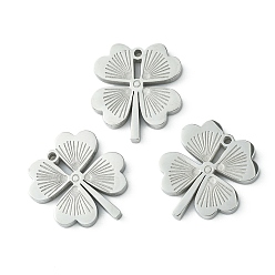 Stainless Steel Color 304 Stainless Steel Manual Polishing Pendants, Clover Charm, Stainless Steel Color, 18x16x2mm, Hole: 1.2mm