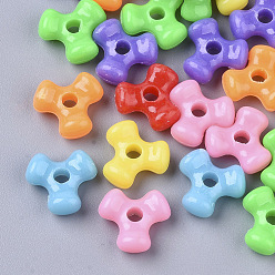 Mixed Color Opaque Acrylic Beads, Tri Bead Spacers, Triangle, Mixed Color, 11x10x4.5mm, Hole: 2mm, about 3100pcs/500g