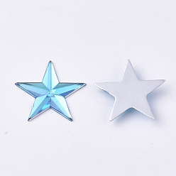 LightBlue Plastic Cabochons, Star, Sky Blue, 13x14x1.5mm, about 2000pcs/bag