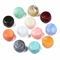 Couleur Mélangete Perles acryliques, style de pierres fines imitation, colonne, couleur mixte, 33x23mm, Trou: 4.5mm, environ26 pcs / 500 g