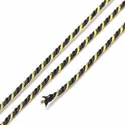 Black Polycotton Filigree Cord, Braided Rope, with Plastic Reel, for Wall Hanging, Crafts, Gift Wrapping, Black, 1mm, about 32.81 Yards(30m)/Roll