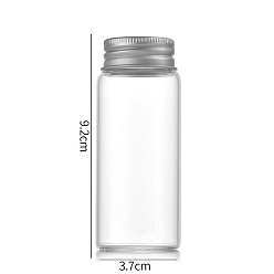 Silver Clear Glass Bottles Bead Containers, Screw Top Bead Storage Tubes with Aluminum Cap, Column, Silver, 3.7x9cm, Capacity: 70ml(2.37fl. oz)