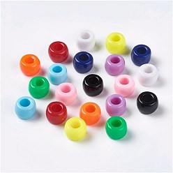 Mixed Color European Resin Large Hole Beads, Barrel, Mixed Color, 8x5~6mm, Hole: 4mm, about 2020pcs/500g