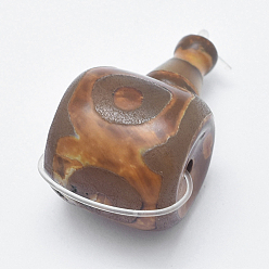 Chameau Agate naturelle de dzi, 3 perles trou gourou, perles t-percées, pour la fabrication de bijoux bouddhiste, chameau, 30~31x18x17~19mm, Trou: 2mm
