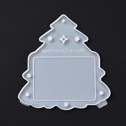White Christmas Theme DIY Picture Frame Silicone Molds, Resin Casting Molds, For UV Resin, Epoxy Resin Craft Making, Christmas Tree, White, 184x176x9mm, Hole: 5mm, Photo Tray: 116x81mm