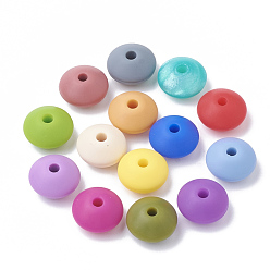 Couleur Mélangete Perles de silicone écologiques de qualité alimentaire, perles à mâcher pour les jouets de dentition, Diy soins infirmiers colliers faisant, rondelle, couleur mixte, 12x6~7mm, Trou: 2mm