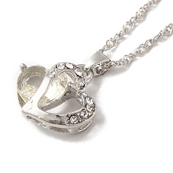 Clear Resin Heart Pendant Necklace with Singapore Chains, Platinum Zinc Alloy Jewelry for Women, Clear, 9.06 inch(23cm)