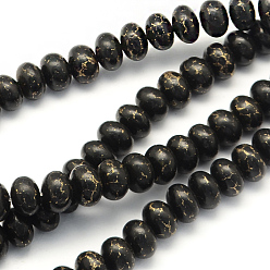 Black Dyed Synthetic Turquoise Rondelle Bead Strands, Black, 10x6mm, Hole: 1mm, about 58pcs/strand, 15.4 inch~16.5 inch