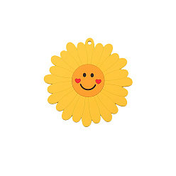 Gold Silicone Coasters, Sunflower with Smiling Face Cup Mats, Gold, 150mm