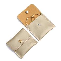 Wheat PU Leather Jewelry Pouches, Jewelry Gift Bags with Snap Button, for Ring Necklace Earring Bracelet, Square, Wheat, 8x8cm