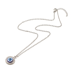 Stainless Steel Color Stainless Steel Evil Eye Pendant Necklace for Women, Stainless Steel Color, 17.99 inch(45.7cm)