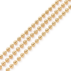 Oro 304 cadenas de bolas de acero inoxidable, con papel de tarjetas, dorado, 1.4 mm, aproximadamente 32.8 pies (10 m) / rollo