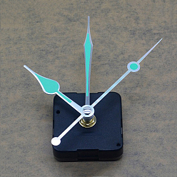 Noir Mécanisme de mouvement d'horloge à arbre long en plastique, avec pointeur en aluminium, noir, 56x56x16mm, pin: 18.5x6 mm