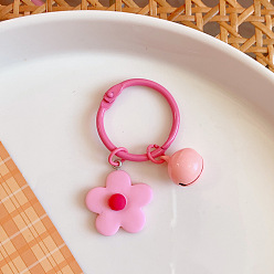 Бледно-Розовый Карамельный цвет миндальное печенье цветы брелок, брелки с колокольчиками из смолы, с железной фурнитурой, розовый жемчуг, 6 см