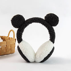 Noir Cache-oreilles bandeau ajustable pour enfants en laine, cache-oreilles d'hiver en plein air à oreille d'ours, noir, 110mm