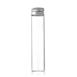 Clear Glass Bottles Bead Containers, Screw Top Bead Storage Tubes with Silver Color Plated Aluminum Cap, Column, Clear, 2.2x10cm, Capacity: 25ml(0.85fl. oz)