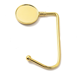 Golden Zinc Alloy Bag Hangers, Purse Hooks, with Thick Right Angled Hook, Round, Golden, 9.9~11.4x7x0.4~0.7cm, Tray: 3.4cm