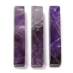 Amethyst Natural Amethyst Pendants, Rectangle Charms, 38~41x7.5~8x7.5~8mm, Hole: 1.5mm