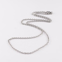 Stainless Steel Color 304 Stainless Steel Cable Chain Necklaces, with Lobster Clasps, Stainless Steel Color, 18 inch(46cm)