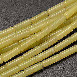 Jade Jaune  Citron naturel perles de colonne de jade brins, 13~14x4~5mm, Trou: 1mm, Environ 29 pcs/chapelet, 15.7 pouce
