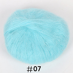 Pale Turquoise 25g Angora Mohair Wool Knitting Yarn, for Shawl Scarf Doll Crochet Supplies, Pale Turquoise, 1mm