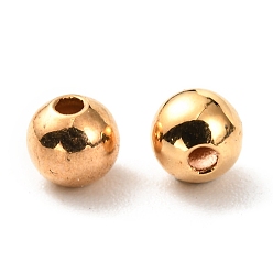 Real 18K Gold Plated Brass Spacer Beads, Long-Lasting Plated, Round, Real 18K Gold Plated, 4mm, Hole: 1mm