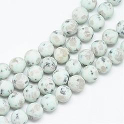 Jaspe Sésame Jaspe de sésame naturel / brins de perles de jaspe kiwi, givré, ronde, 10~11mm, Trou: 1.5mm, Environ 38~39 pcs/chapelet, 14.9 pouce